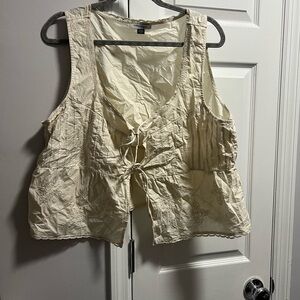 American Eagle Outfitters Cream Lace-Trim Top